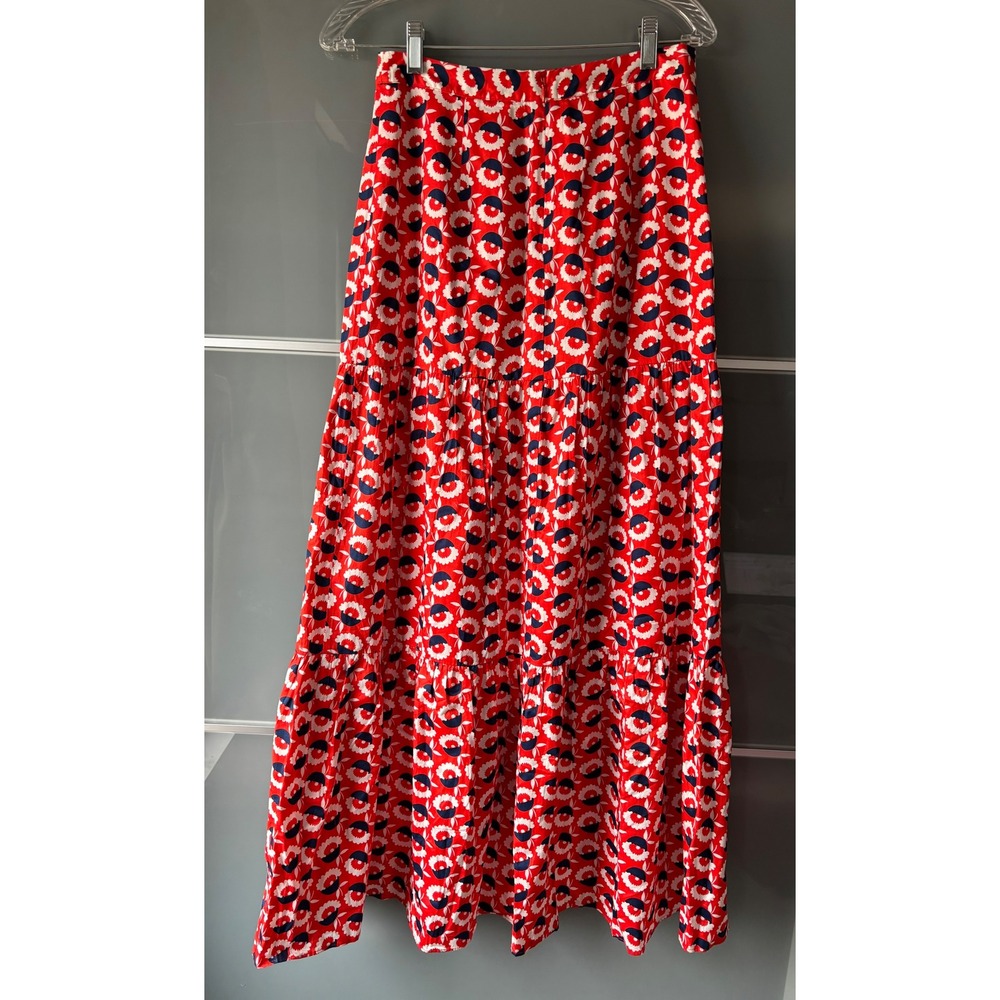 NWT* Boden Thea Red Floral Tiered Maxi Skirt Womens Size 4 Cotton Boho Retro Mod - Picture 4 of 9